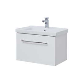 Тумба Dreja BIG INN, 80 см, 1 ящик, белый глянец и раковина MyJoys Гармония 80 см, 77.0203W + 640207 - фото, отзывы, цена